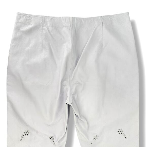 Ralph Lauren Floral Eyelet Embroidered Lamb Leather Ankle Pants Womens Sz 16 - Picture 8 of 12